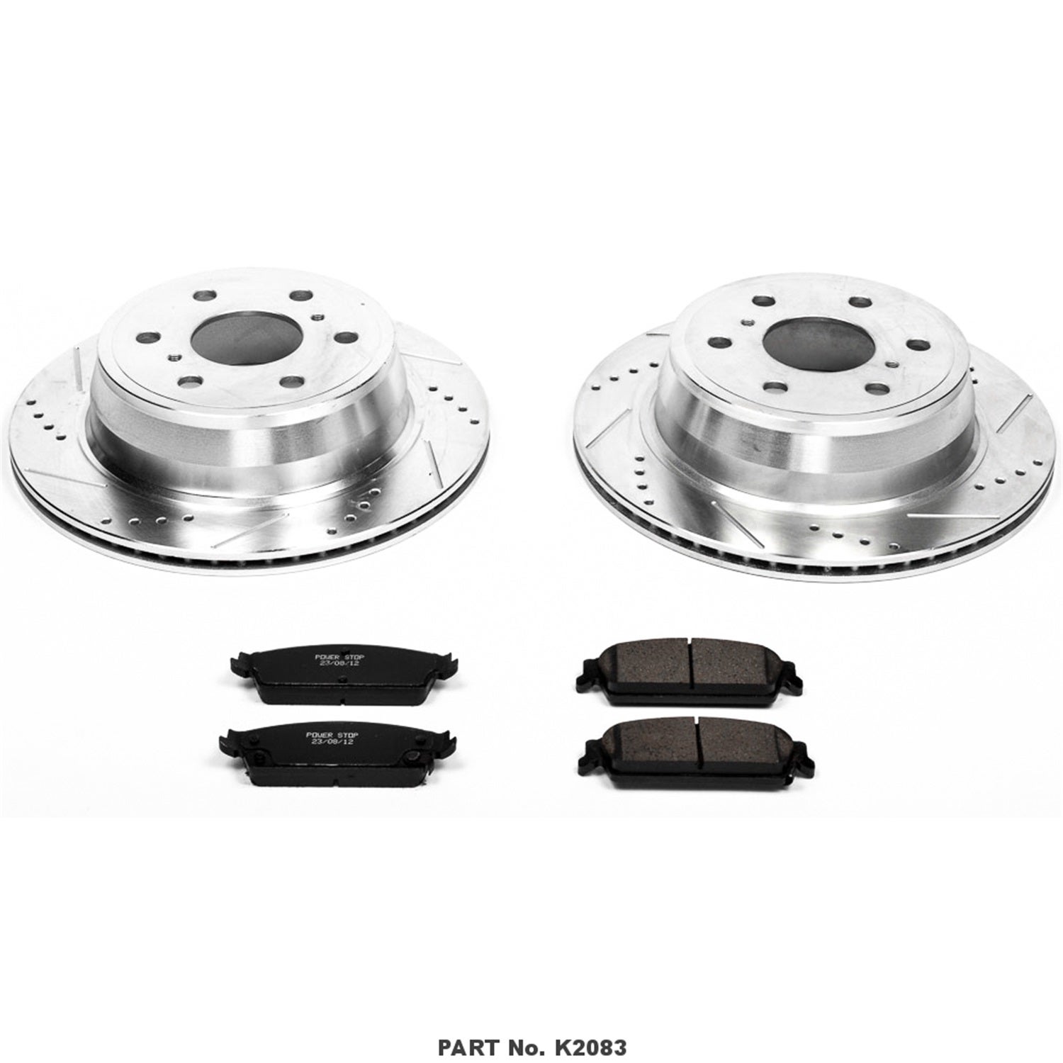 Power Stop K2083 Rear Z23 Carbon Fiber Brake Pads With Drilled & Slotted Brake