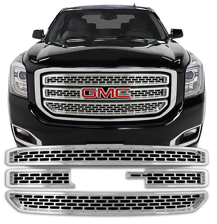 Fits 15-16 Gmc Yukon, Se, Slt-Chrome Grille Overlay Coast2coast  Grille Insert