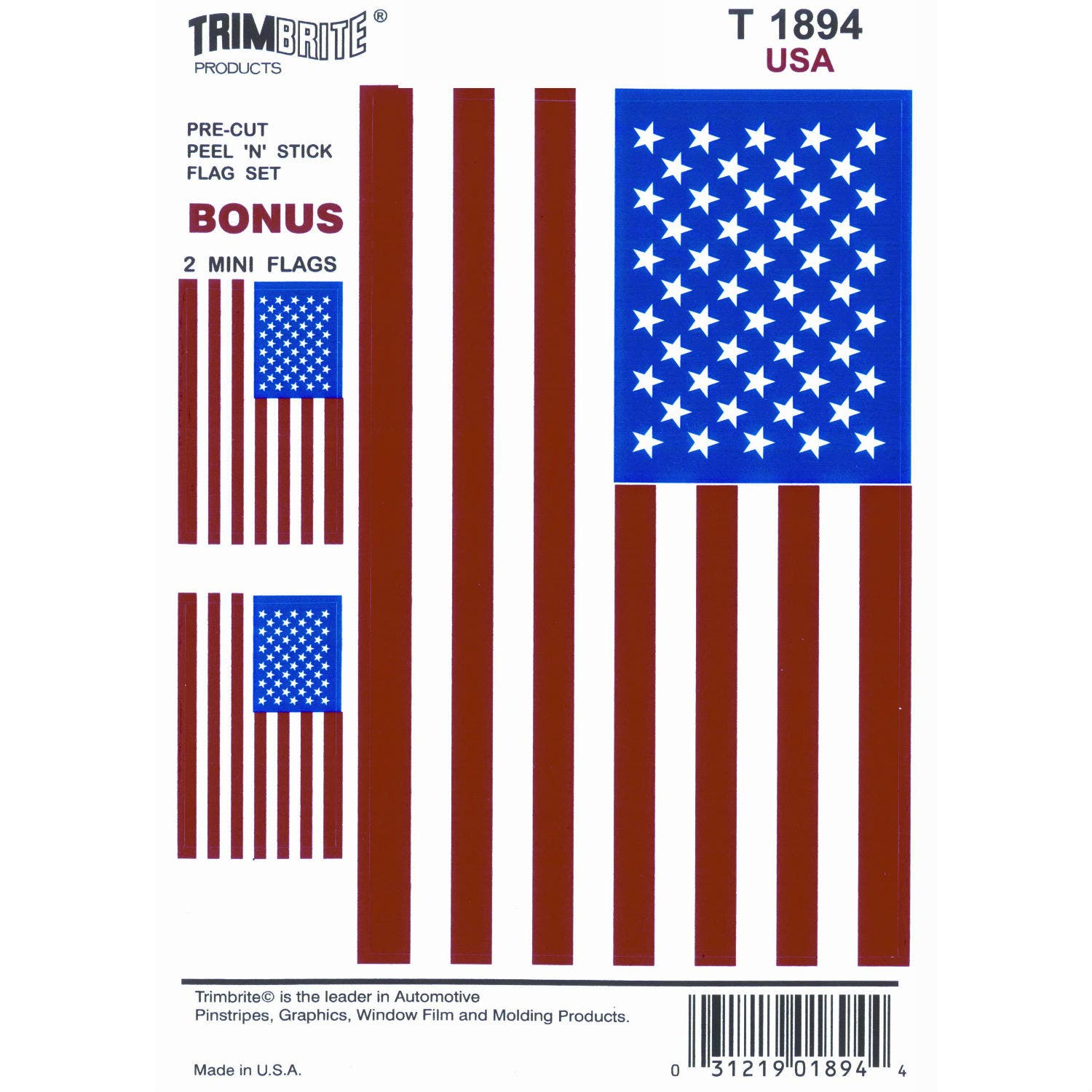 Trimbrite T1894 Sticker American Flag   Decal; Height (In) - 3-1/2 Inch, Logo -