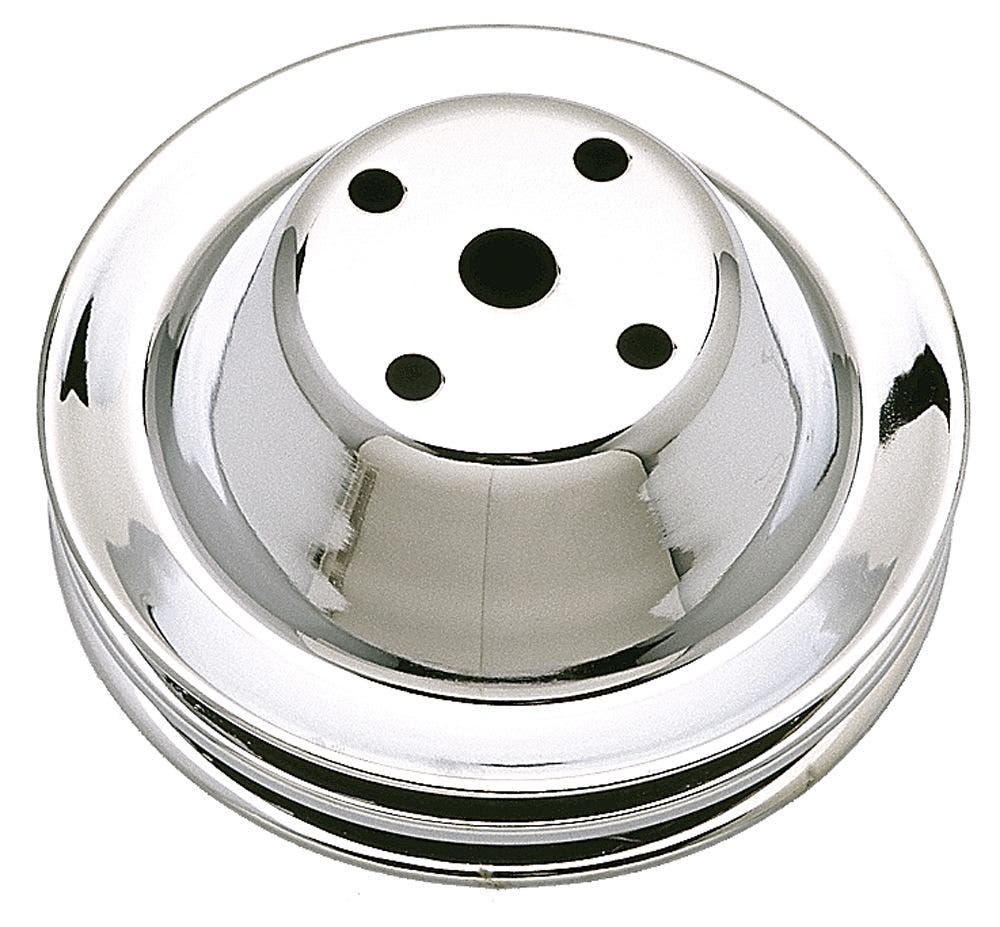 Trans-Dapt 9605 Chrome 2-Groove Water Pump Pulley Trans Dapt  Water Pump Pulley;