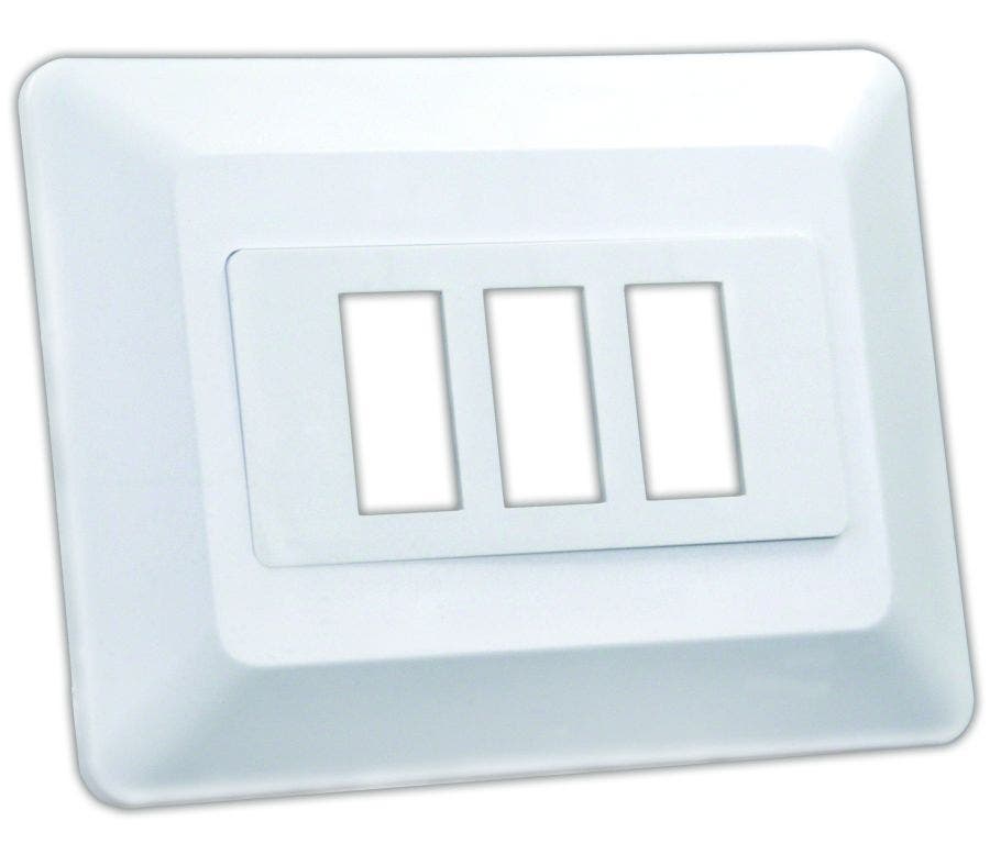 Jr Products 13625 Switch Base And Face Plate - Triple, White   Multi Purpose