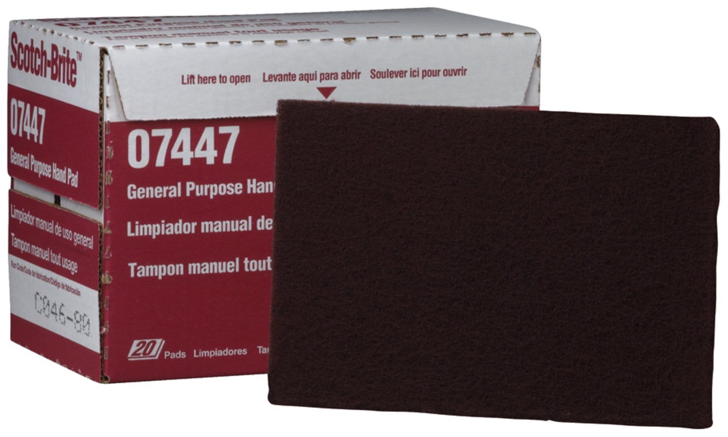 3M 07447 Scotch-Brite Maroon General Purpose Hand Pad,20 Pack   Scotch-Brite