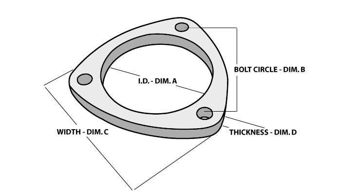 Vibrant Performance 1483 3-Bolt Stainless Steel Flange Exhaust Pipe Flange