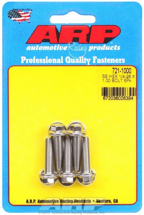 Arp 721-1000 Stainless Steel 1/4-28" Fine Rh Thread 1.000" Uhl 6-Point Bolt With