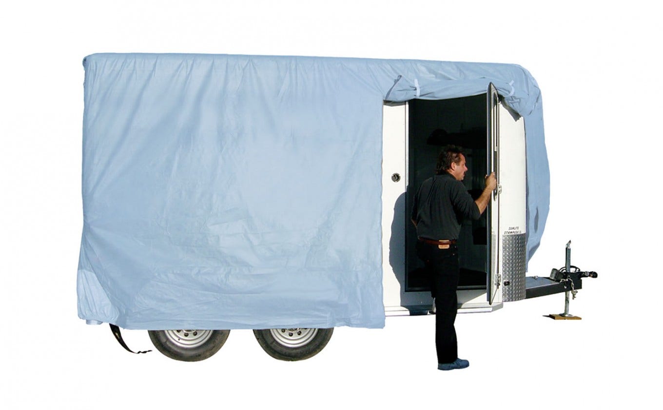 Adco 46003 Sfs Aqua-Shed Bumper-Pull Horse Trailer Cover - 12'1" To 14'   Sfs