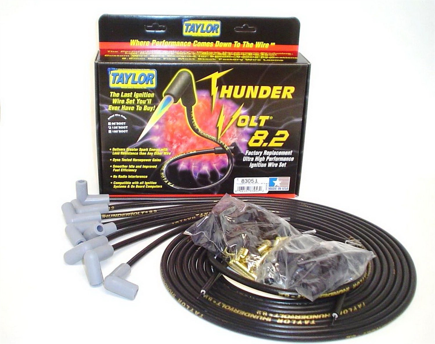 Taylor Cable 83051 Thundervolt 8.2Mm Ignition Wire Set   Spark Plug Wire Set