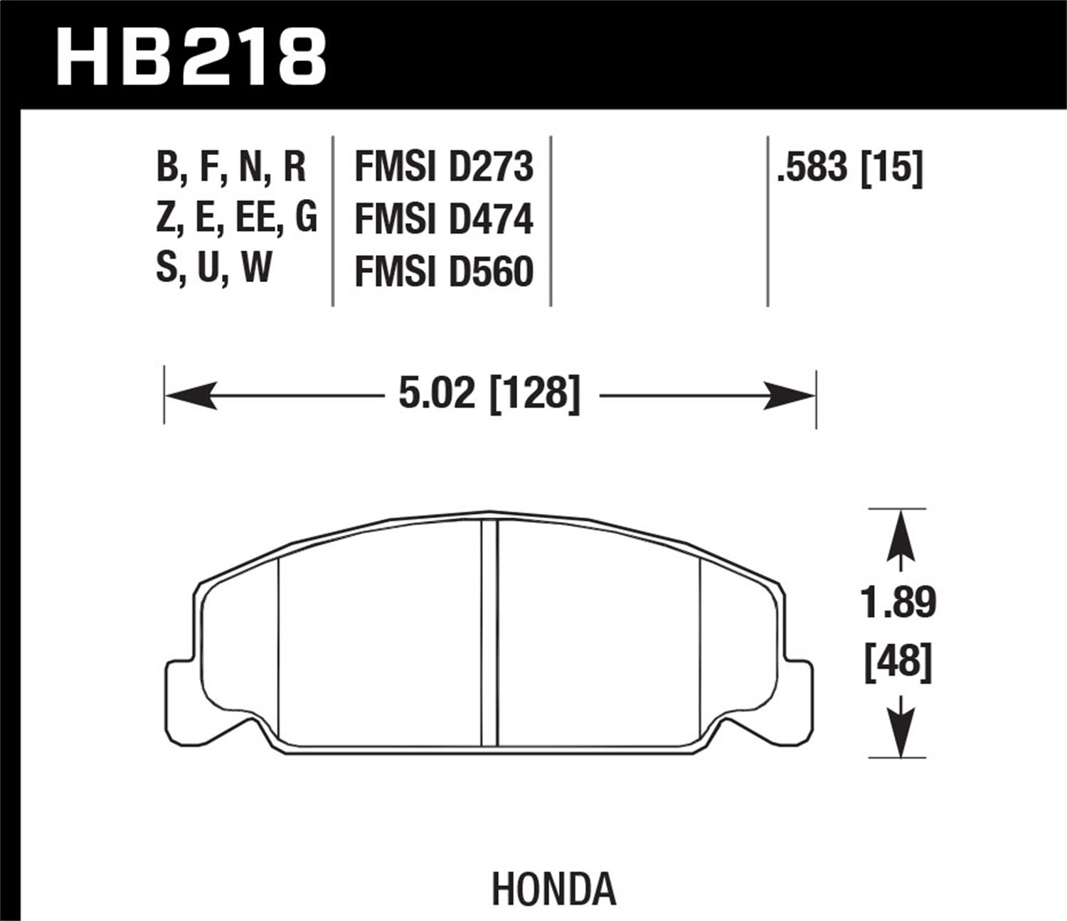 Hawk Performance Hb218g.583 Dtc-60 Disc Brake Pad   Dtc-60 Disc Brake Pad