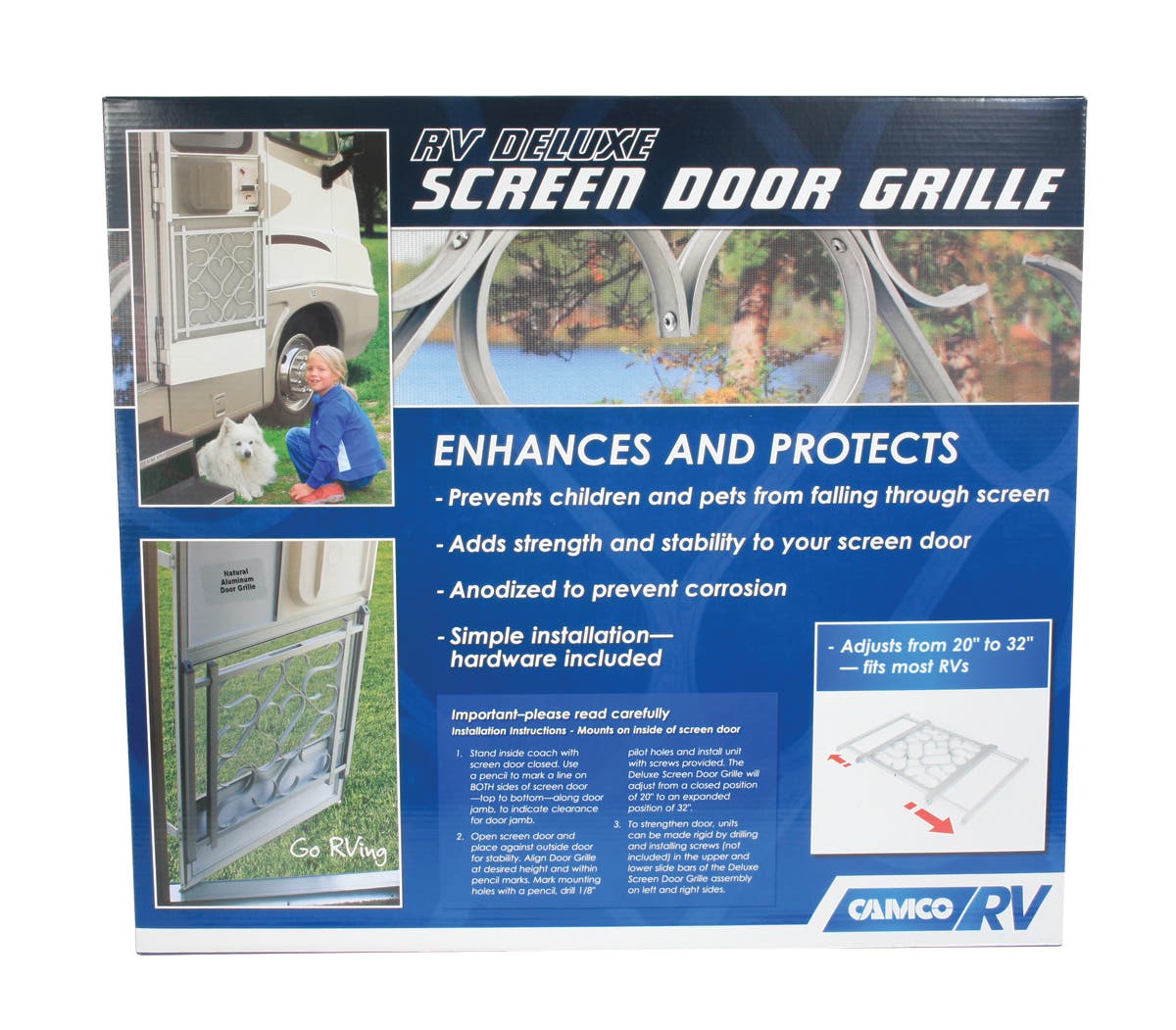 Camco 43991 Aluminum Screen Door Deluxe Grille   Screen Door Grille;