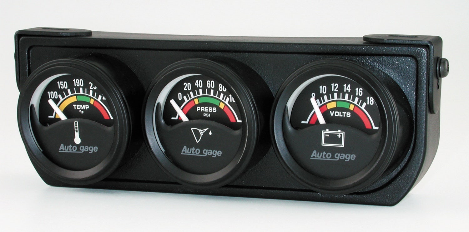 Autometer 2391 Autogage Electric Mini Oil/Volt/Water Gauge Black Console Auto
