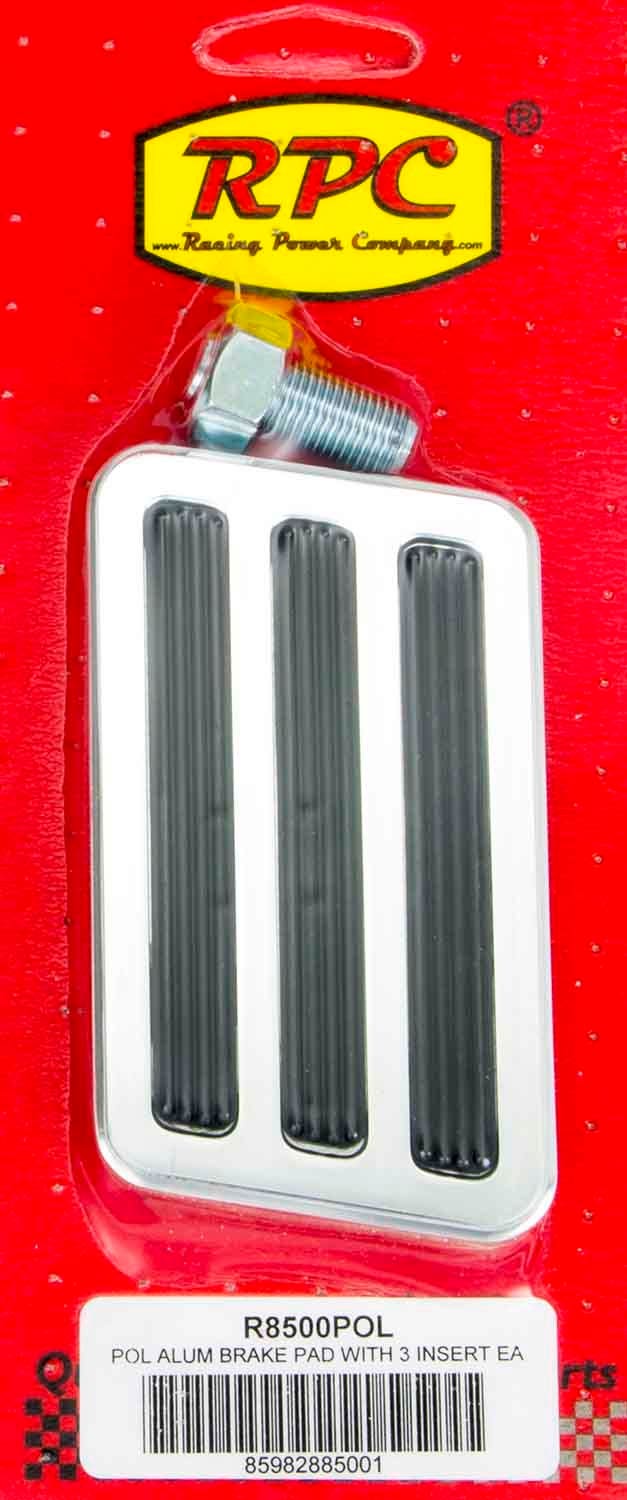 Racing Power Company R8500pol Polished Brake Pad With Rubber Inserts   Polished