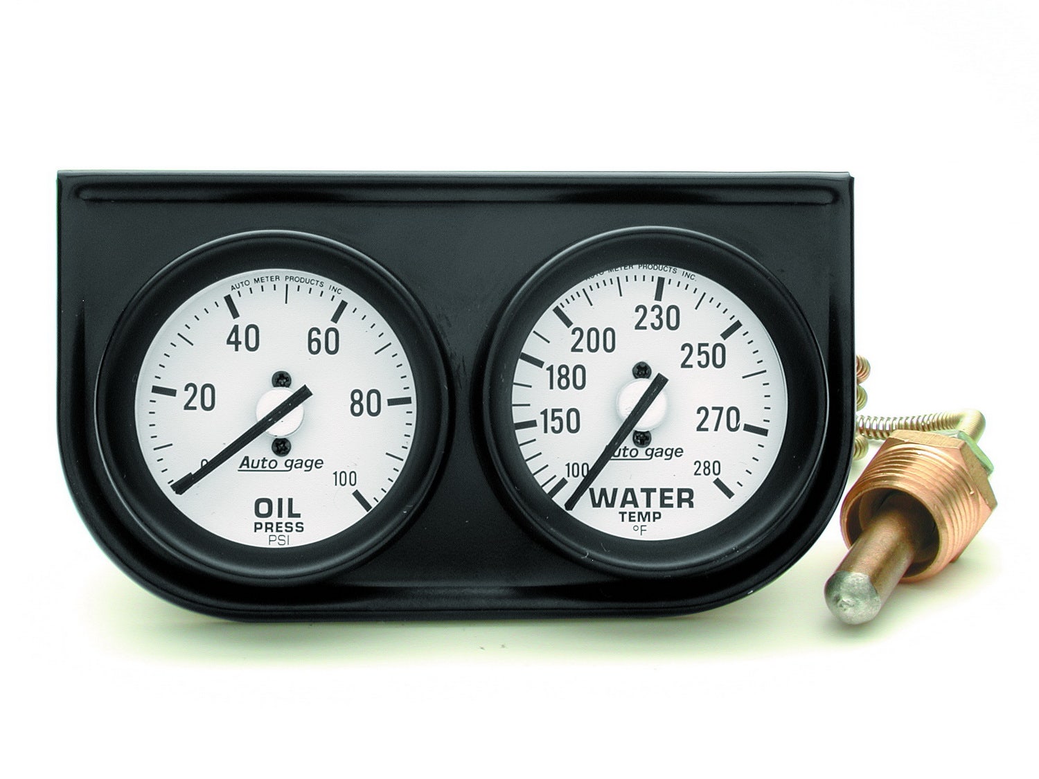 Autometer 2326 Autogage Mechanical Oil/Water Black Console Auto Meter Products