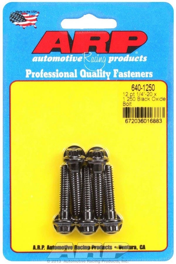Arp 640-1250 Black Oxide 1/4-20" Rh Thread 1.250" Uhl 12-Point Bolt With 5/16"