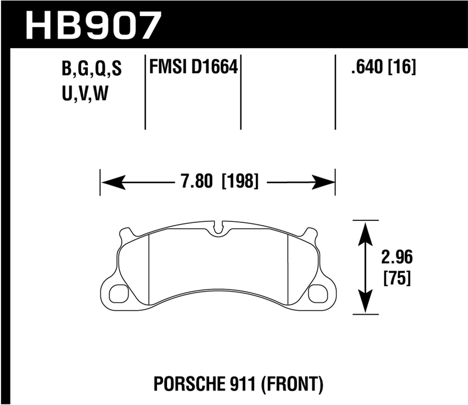 Hawk Performance Hb907b.640 Hps 5.0 Disc Brake Pad Fits 12-16 911 Boxster   Hps