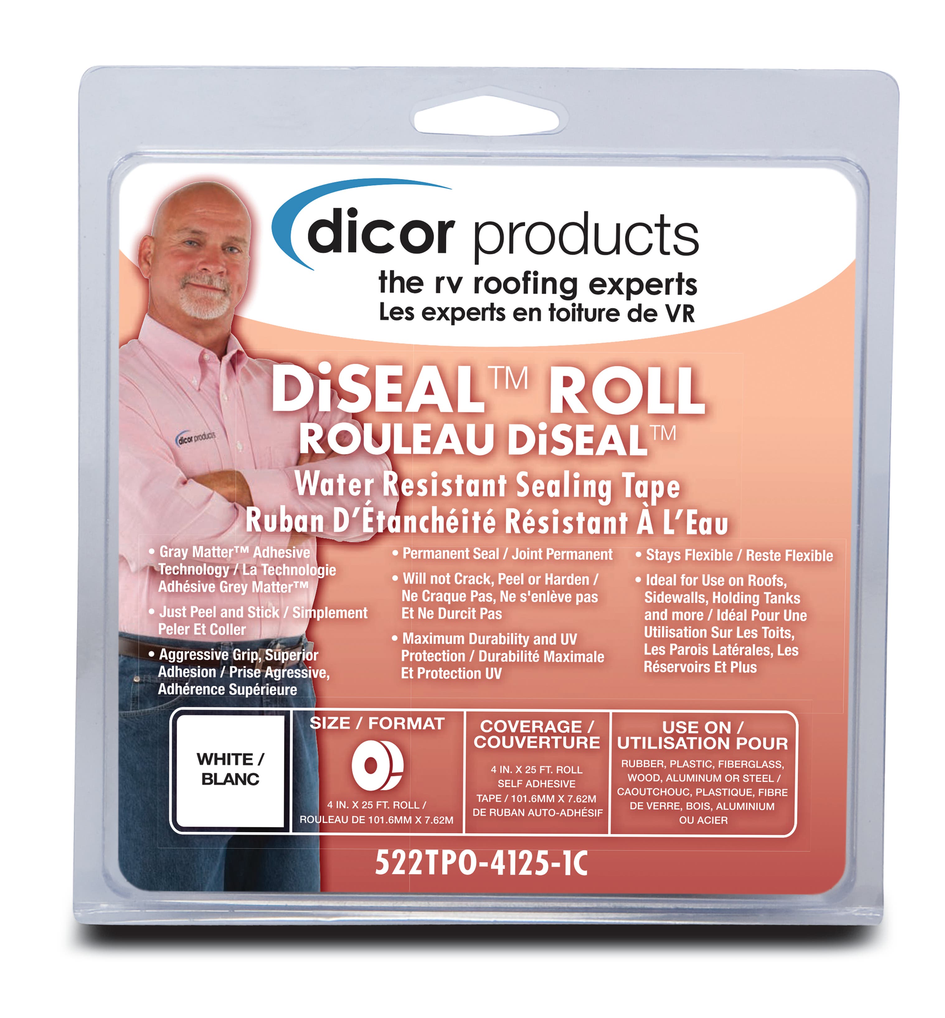 Dicor Corporation 522Tpo-4125-1C Diseal Tape 4" X12.5' Roll White  Corporation