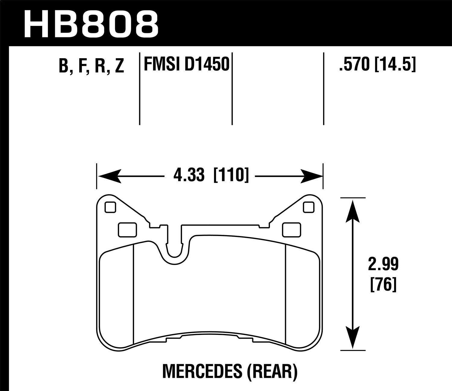 Hawk Performance Hb808z.570 Performance Ceramic Disc Brake Pad   Performance