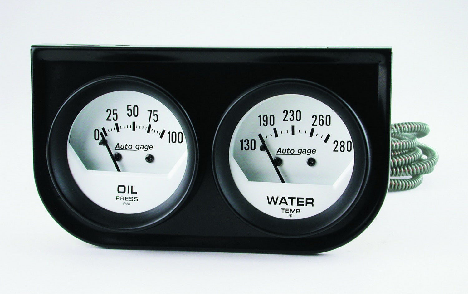 Autometer 2323 Autogage White Oil/Water Gauge Black Console Auto Meter Products
