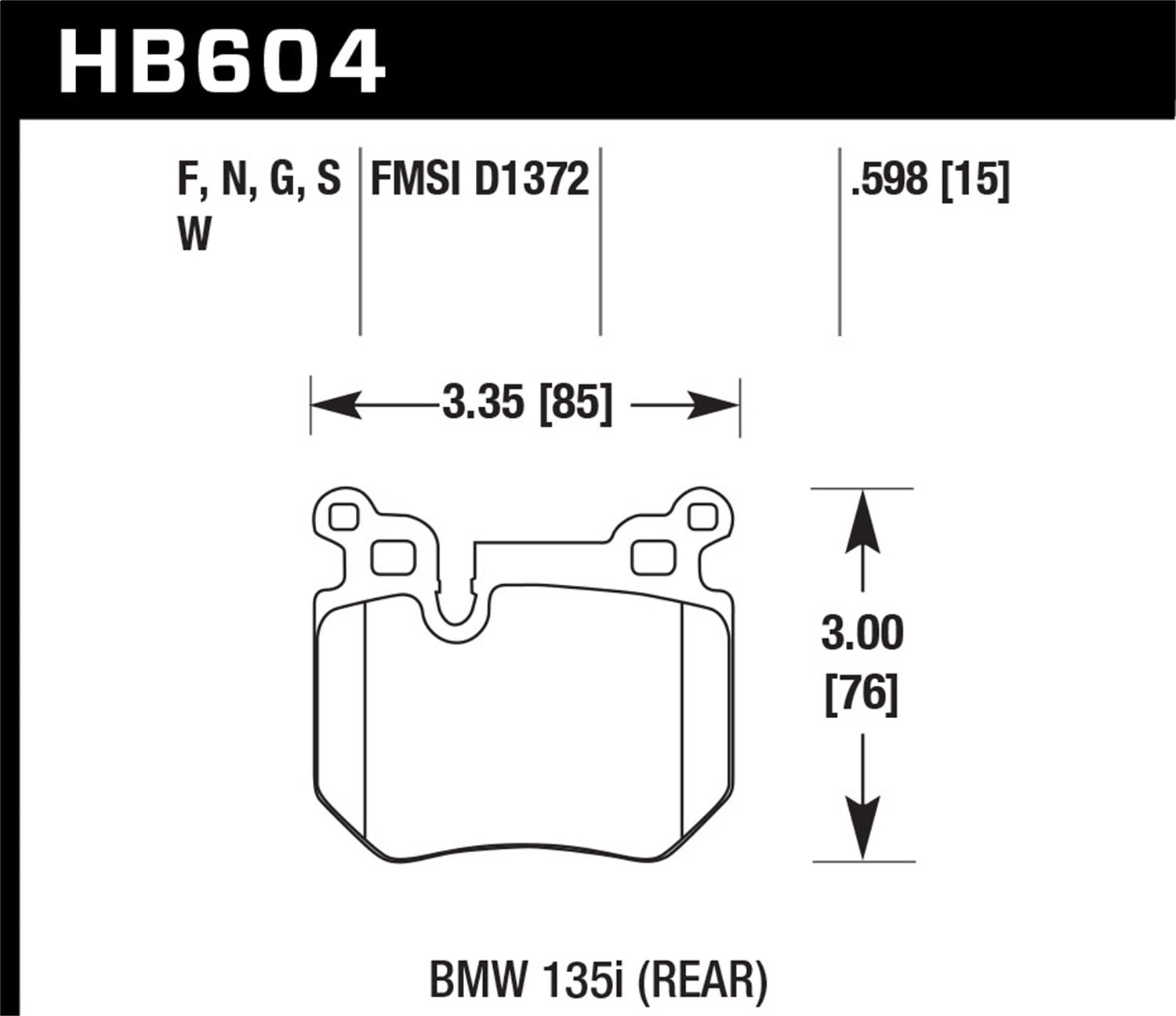 Hawk Performance Hb604f.598 Hps Disc Brake Pad Fits 08-13 135I 135Is   Hps Disc