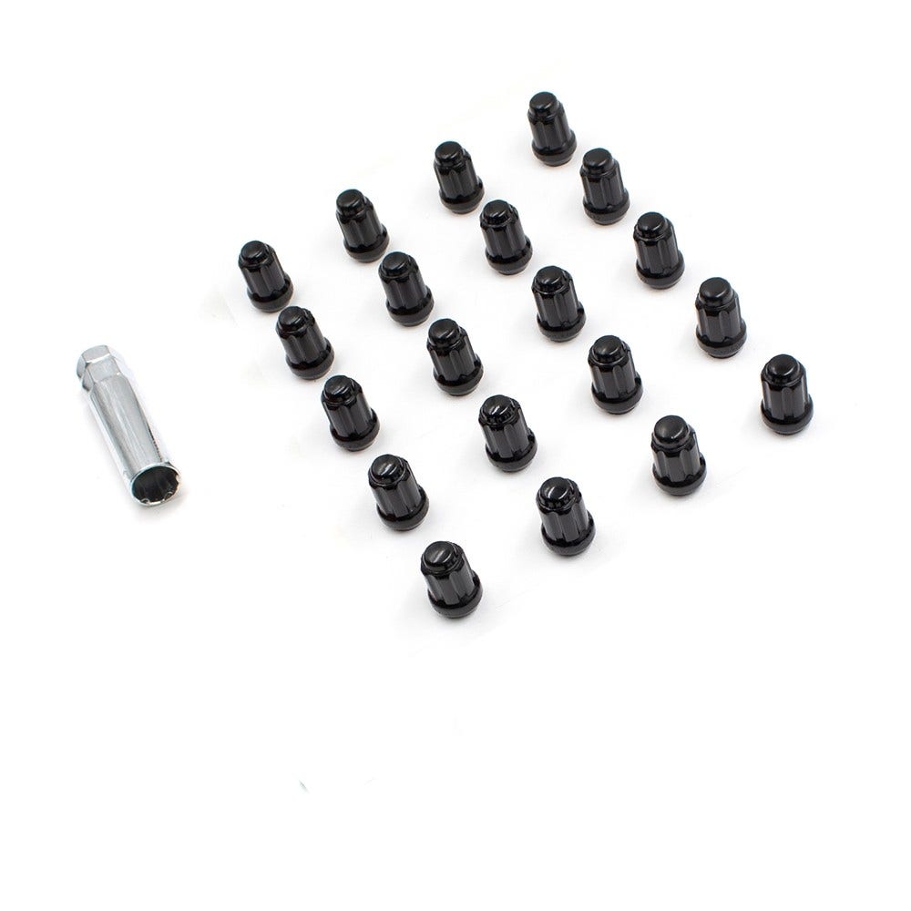 Wheel Accessories Parts 14X1.5 Spline Lug Nuts Black 20 Pack 1.50" Long Truck