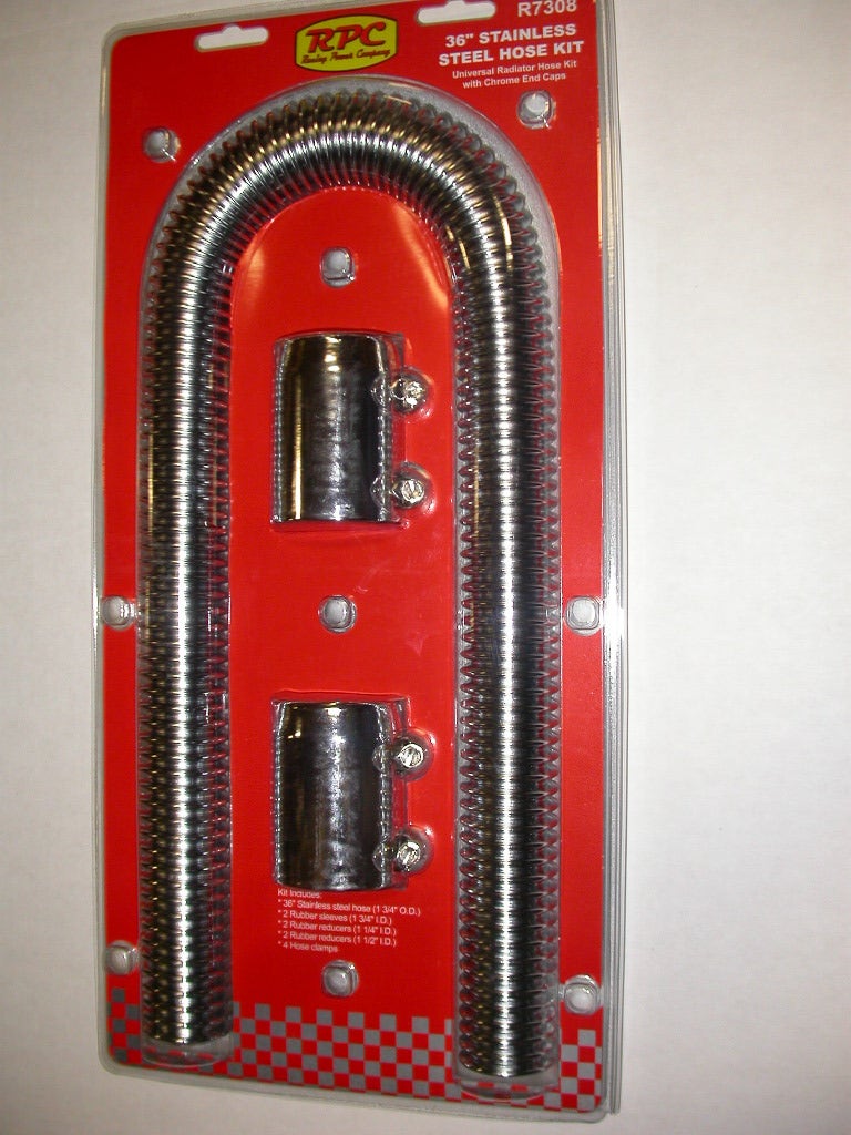 Racing Power Company R7308 36" Stainless Steel Radiator Hose Kit With Chrome