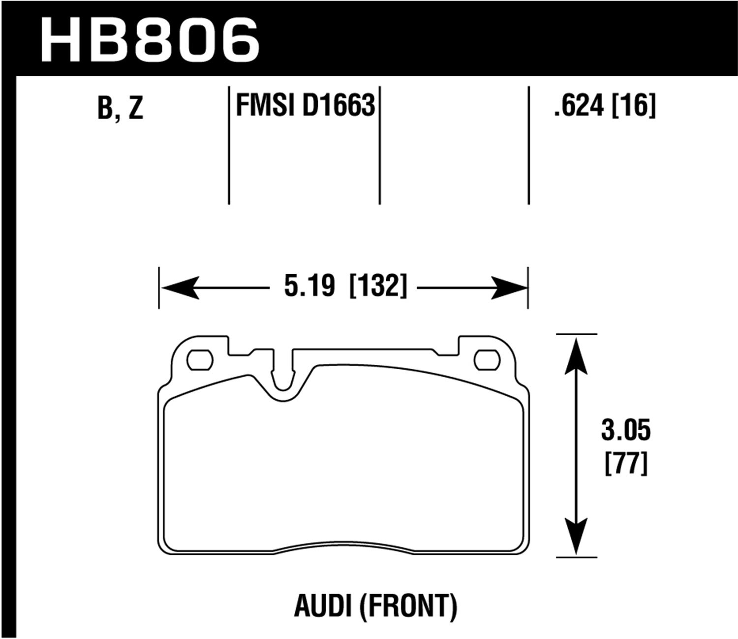 Hawk Performance Hb806b.624 Hps 5.0 Disc Brake Pad Fits 13-17 A6 Q5   Hps 5.0