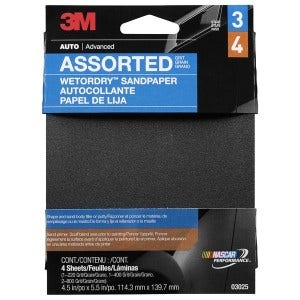 3M 03025 4-1/2" X 5-1/2" Quarter Sheet Assorted Abrasive Pack   4-1/2  X 5-1/2