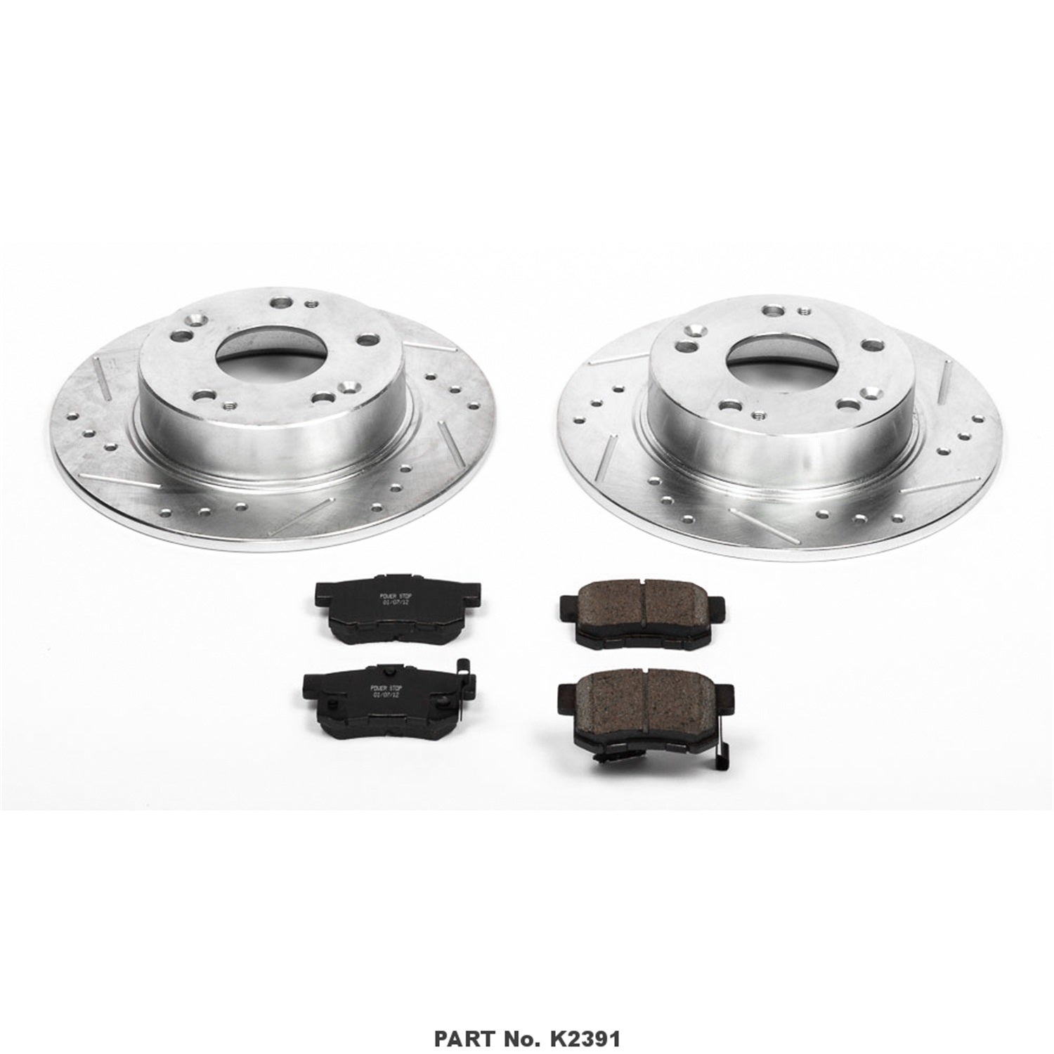 Power Stop K2391 Rear Z23 Carbon Fiber Brake Pads With Drilled & Slotted Brake