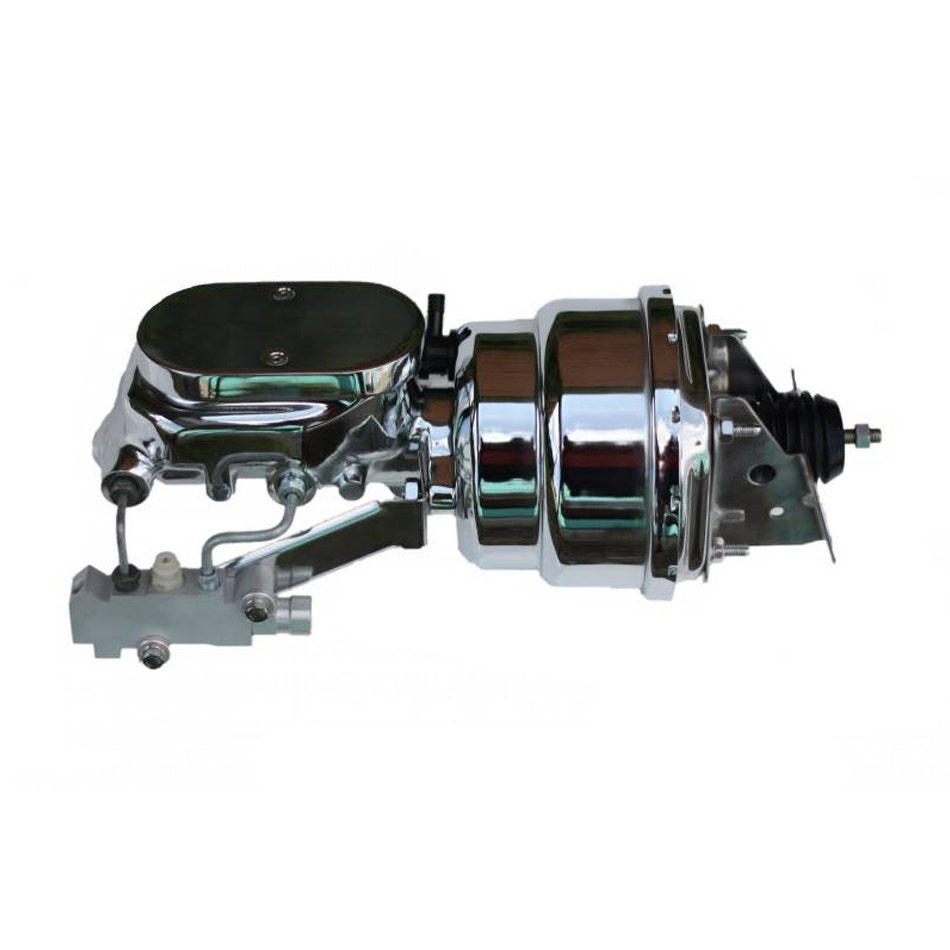 7 Inch Dual Power Booster, 1-1/8 Inch Bore Flat Top Master, Side Mount Valve,
