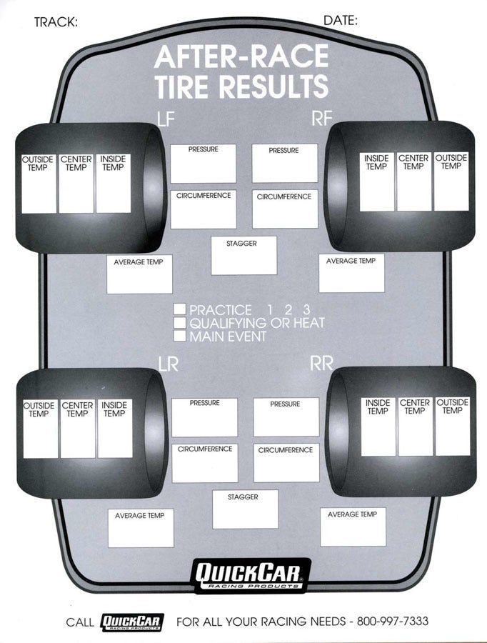 After Race Tire Set-Up Forms (50 Pk) After Race Tire Set-Up Forms (50 Pk)