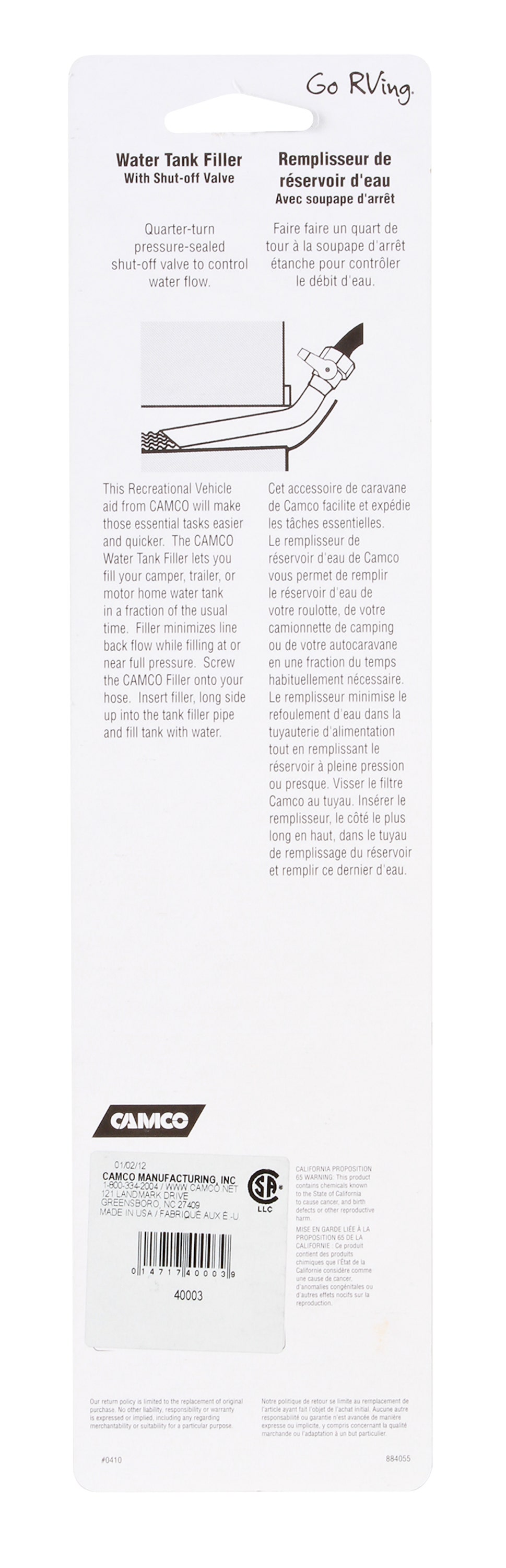 Camco 40003 Rv Water Tank Filler   Fresh Water Tank Filler; Compatibility -