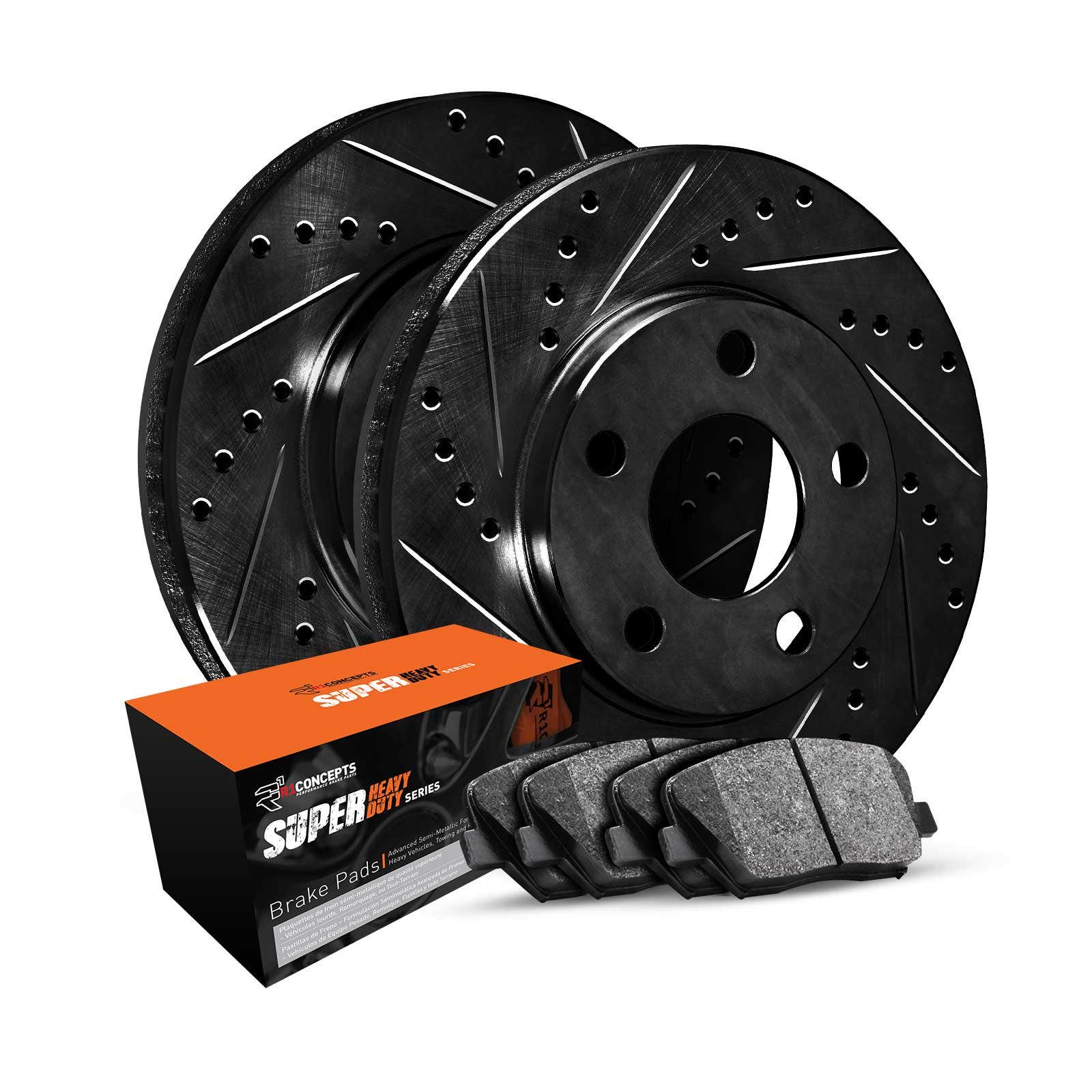 R1 Concepts Whxn1-47035 R1 Brake Rotors - D/S - Black W/ Sup Dty Pads   R1 Brake