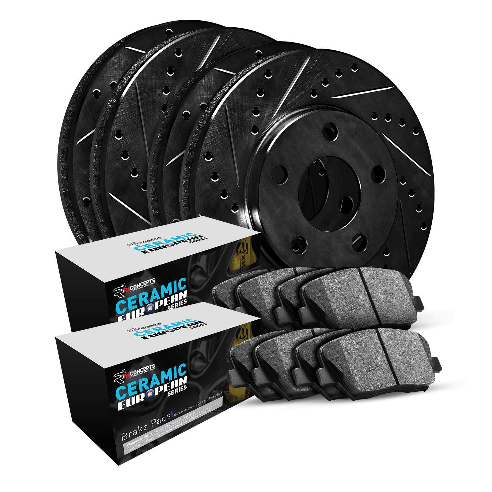 R1 Concepts Whtn2-39000 R1 Brake Rotors - D/S - Black W/ Euro Ceramic Pads   R1