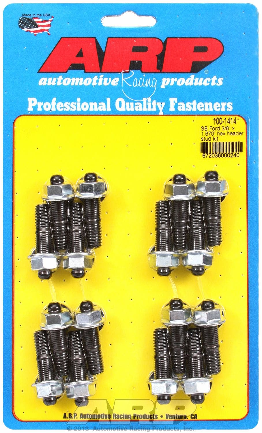 Arp 1001414 Header Studs With Hex Nuts, Chrome Moly Steel With Black Oxide