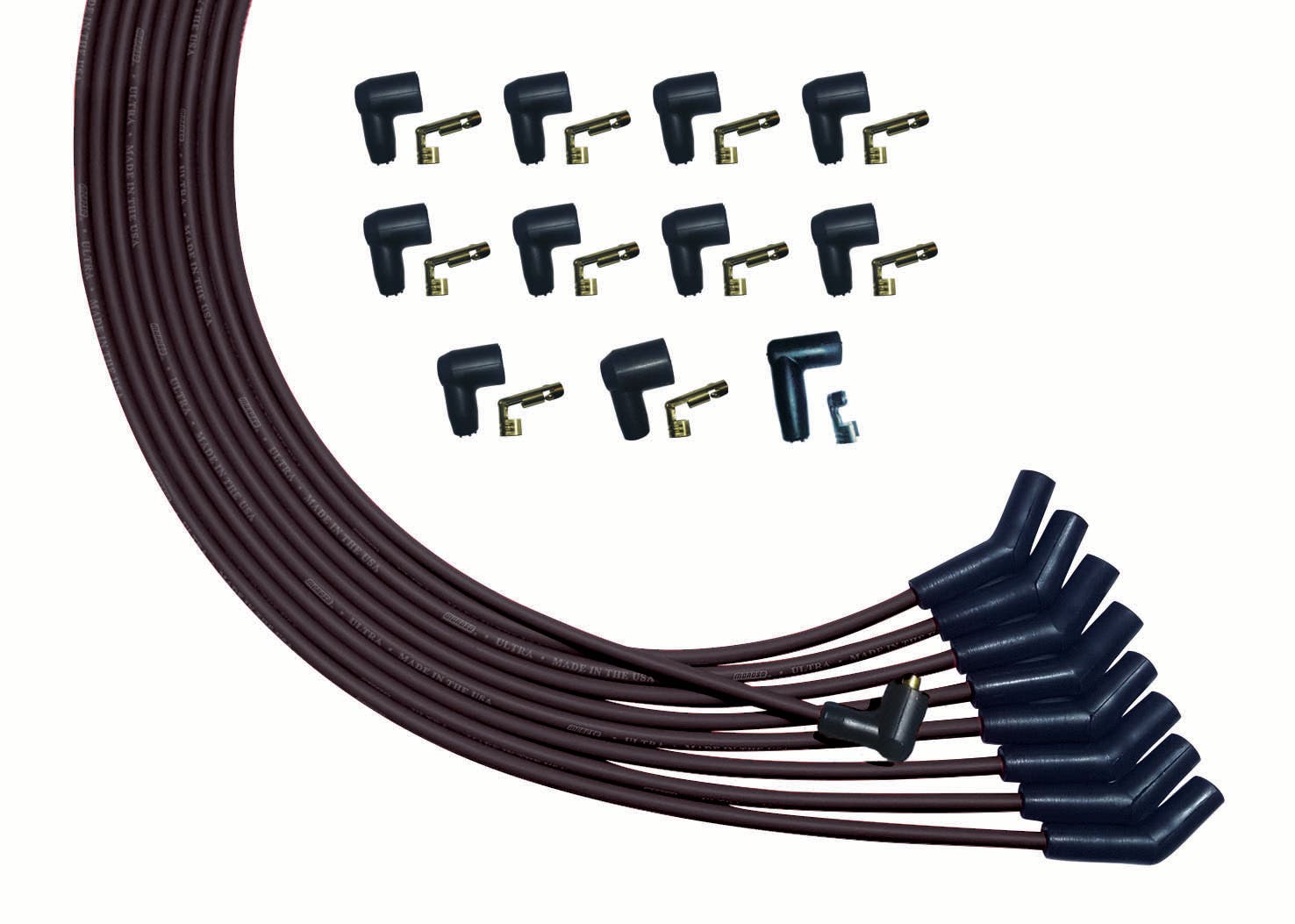Moroso 51010 Ultra Series Universal V8 Black Spark Plug Wires, 135 Degree Plug