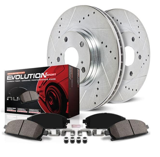 Power Stop K6107 Rear Z23 Carbon Fiber Brake Pads With Drilled & Slotted Brake
