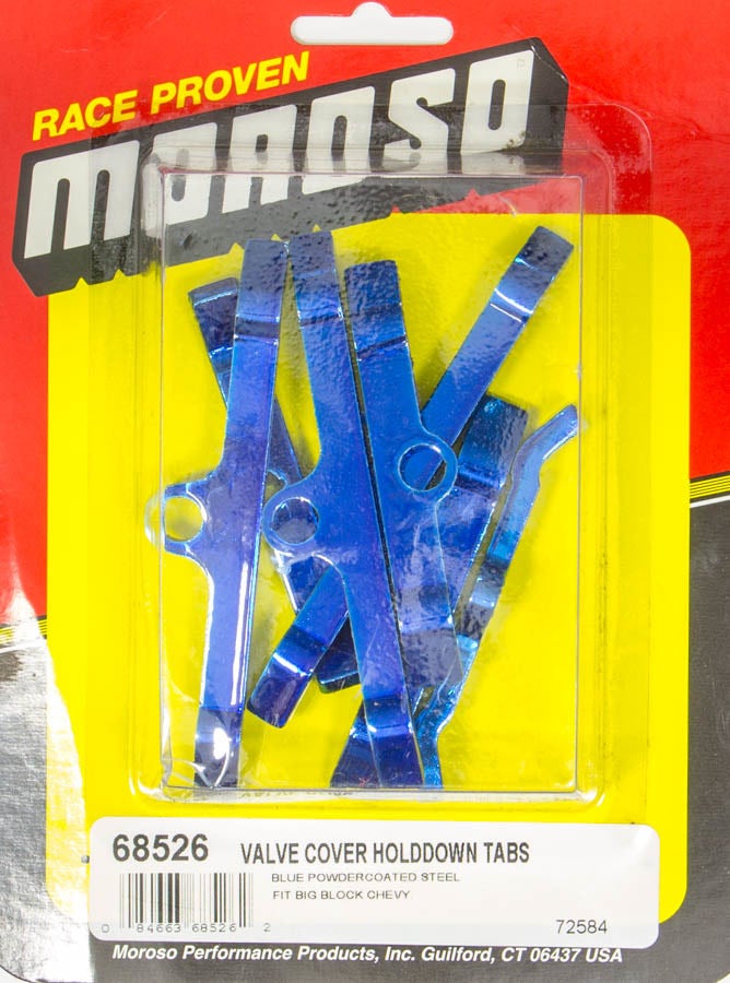 Moroso 68526 Blue Powdercoated Valve Cover Hold-Down Tabs - Set Of 7   Blue