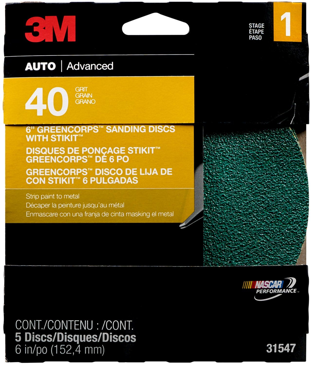 Production Discs-Green Corps 6" 40E 5/Pk 10Pks/Cs  Stikit (Tm) Green Corps (Tm)