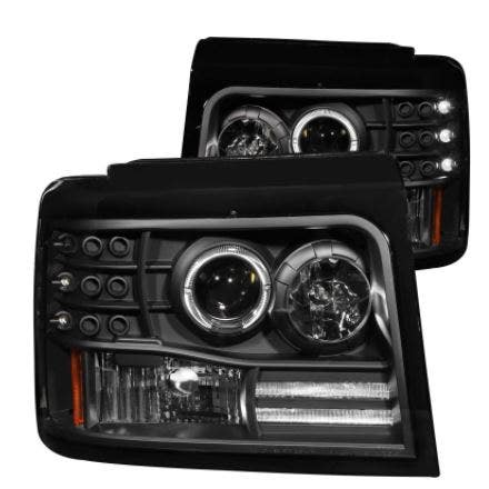 Anzo Usa 111184 Projector Headlight Set W/Halo Fits Bronco F-150 F-250 F-350