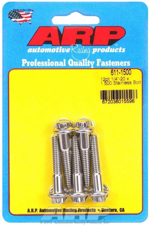 Arp 611-1500 Stainless Steel 1/4-20" Rh Thread 1.500" Uhl 12-Point Bolt With