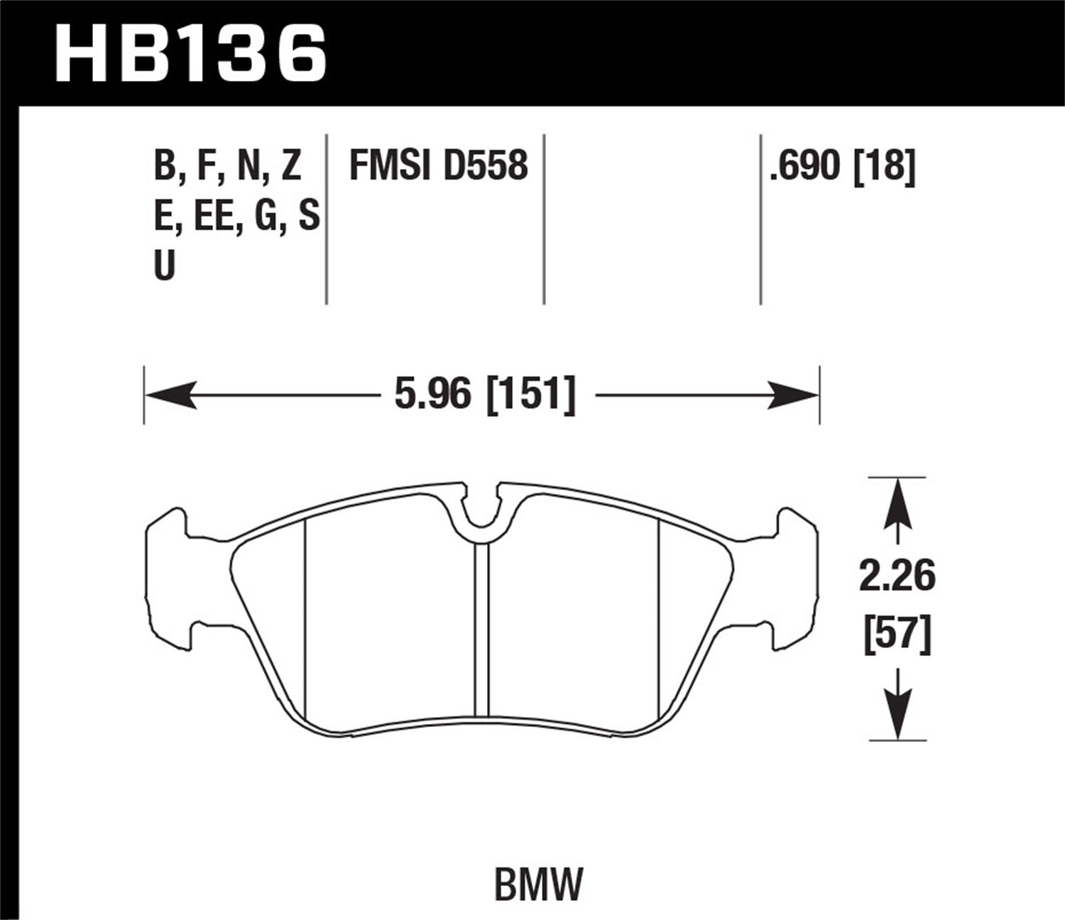 Hawk Performance Hb136g.690 Dtc-60 Disc Brake Pad   Dtc-60 Disc Brake Pad