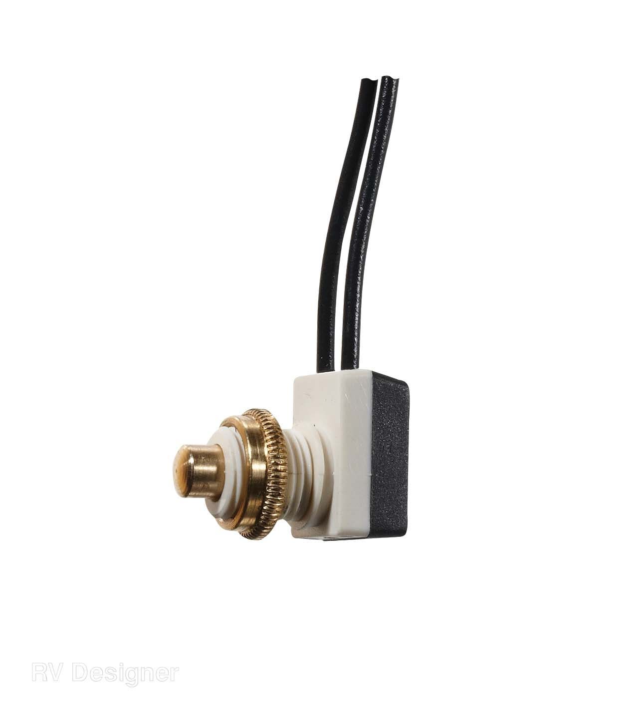 Rv Designer S751, Push Button Switch, 10 Amp, On / Off, Spst, 8 Inch Leads