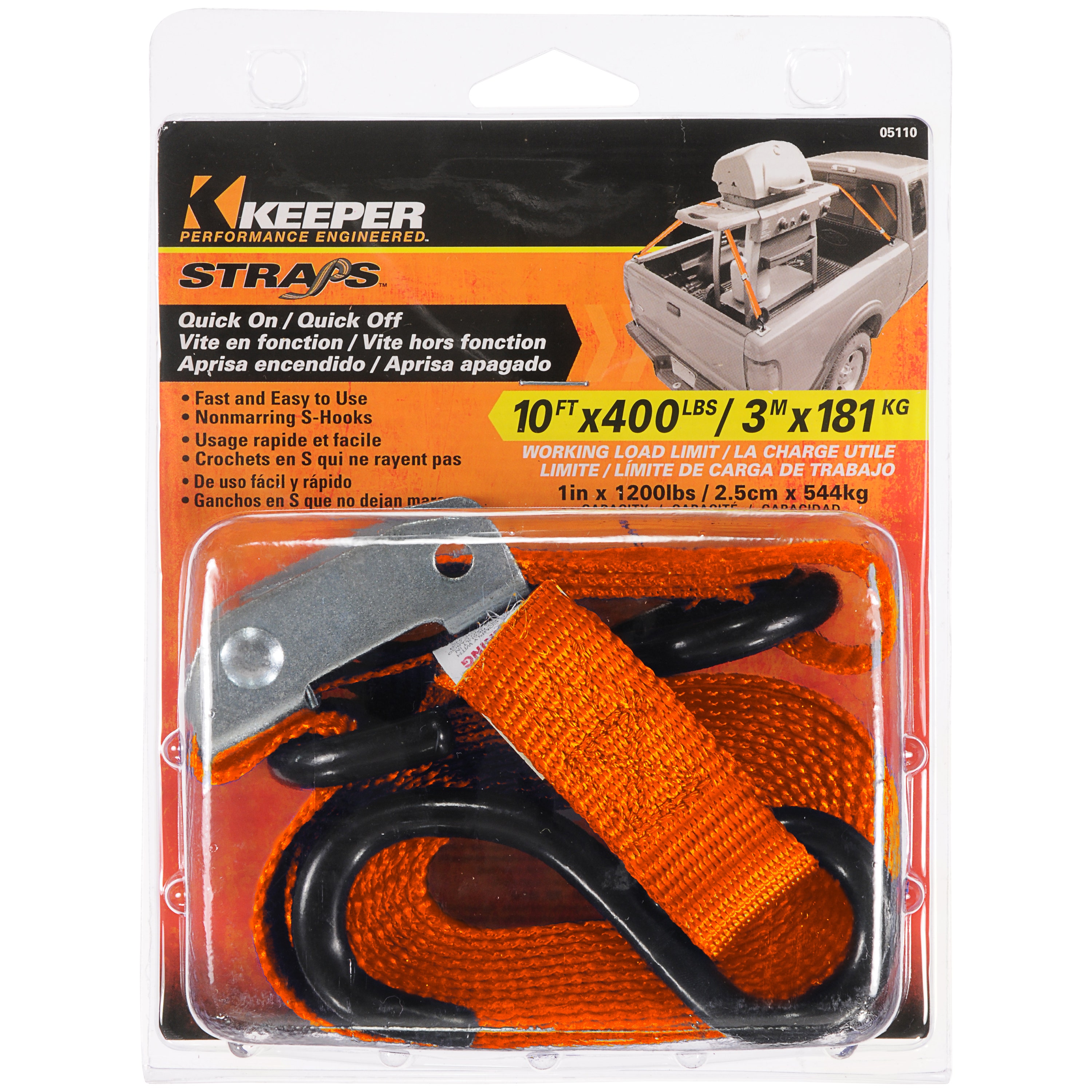 Keeper 05110 10' X 1" Cam Buckle Tie-Down   10  X 1  Cam Buckle Tie-Down