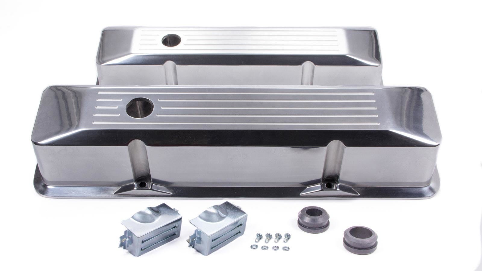 Racing Power Company R6154 Tall Recessed Milled Polished Aluminum Valve Cover