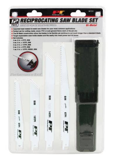 Performance Tool W721 12Pc Reciprocating Saw Blade Set, 1 Pack   12Pc
