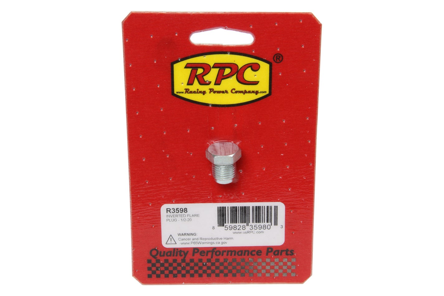 Racing Power R3598 Inverted Flare Plug (1/2-20) Racing Power  Inverted Flare