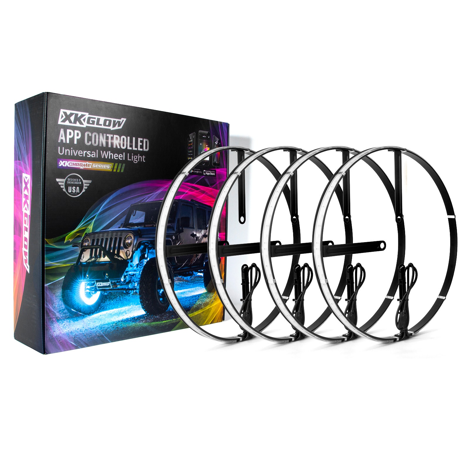 Xk Glow Xkwheelkit Wheel Ring Light Kit 4Pc 15 .In App Con  Xkwheelkit Wheel