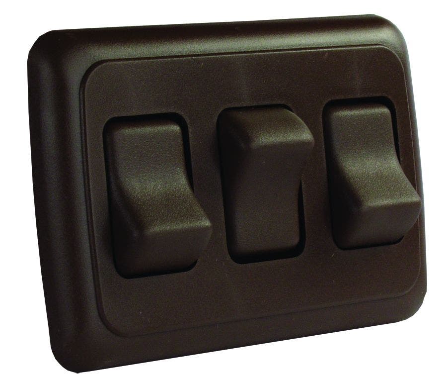 Jr Products - 305.1254 12155 Brown Triple Spst On-Off Switch With Bezel   Multi