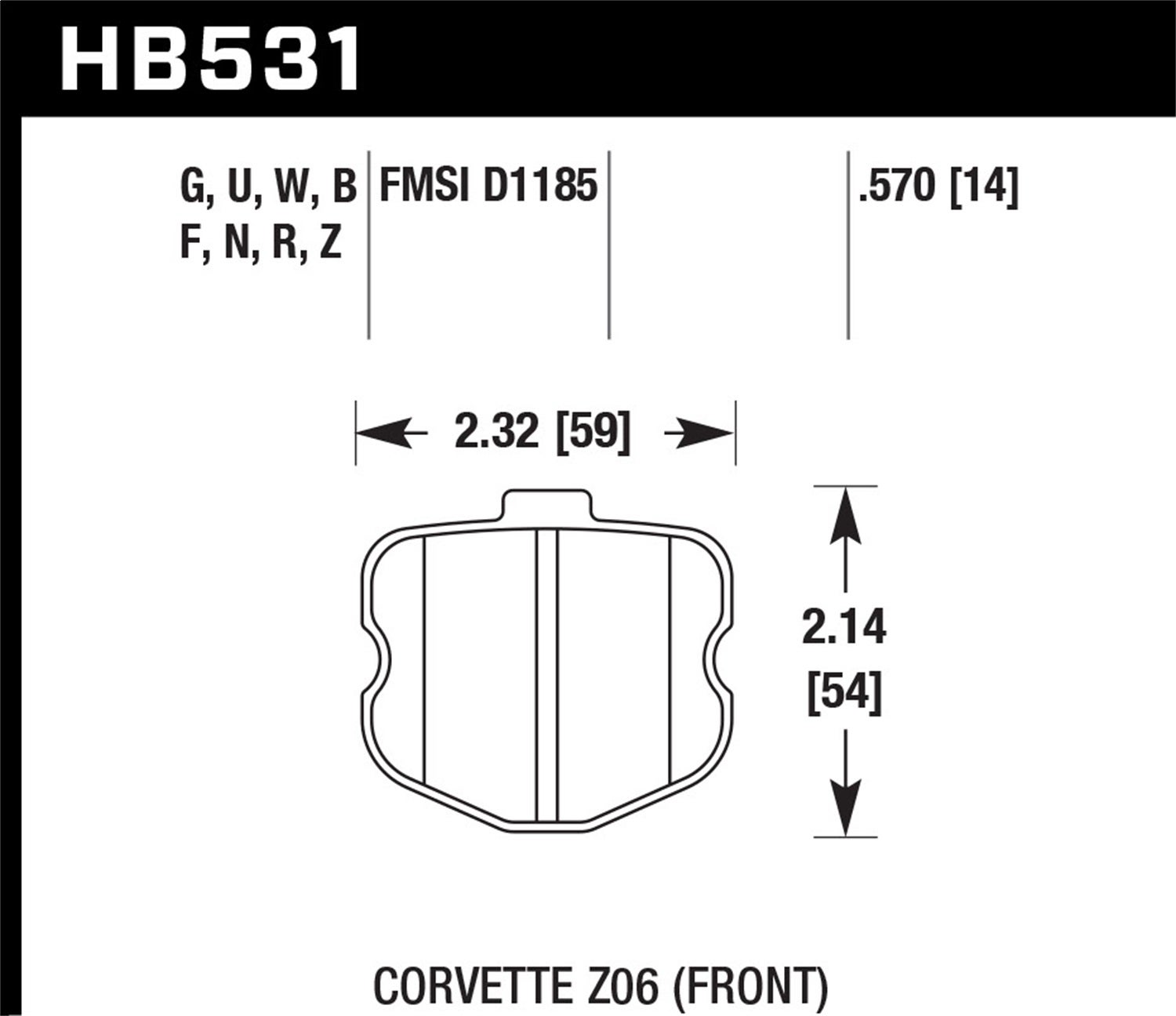 Hawk Performance Hb531b.570 Hps 5.0 Disc Brake Pad Fits 06-13 Corvette   Hps 5.0