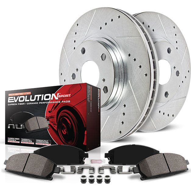 Power Stop K4603 Front Z23 Carbon Fiber Brake Pads With Drilled & Slotted Brake