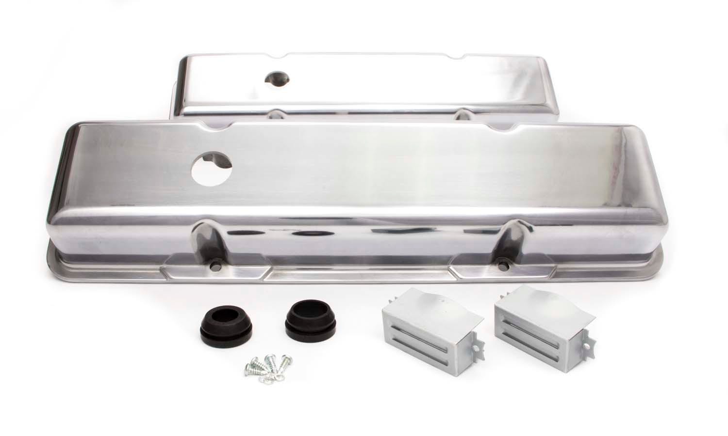Racing Power Company R6131-2 Short Plain Polished Aluminum Valve Cover For Small