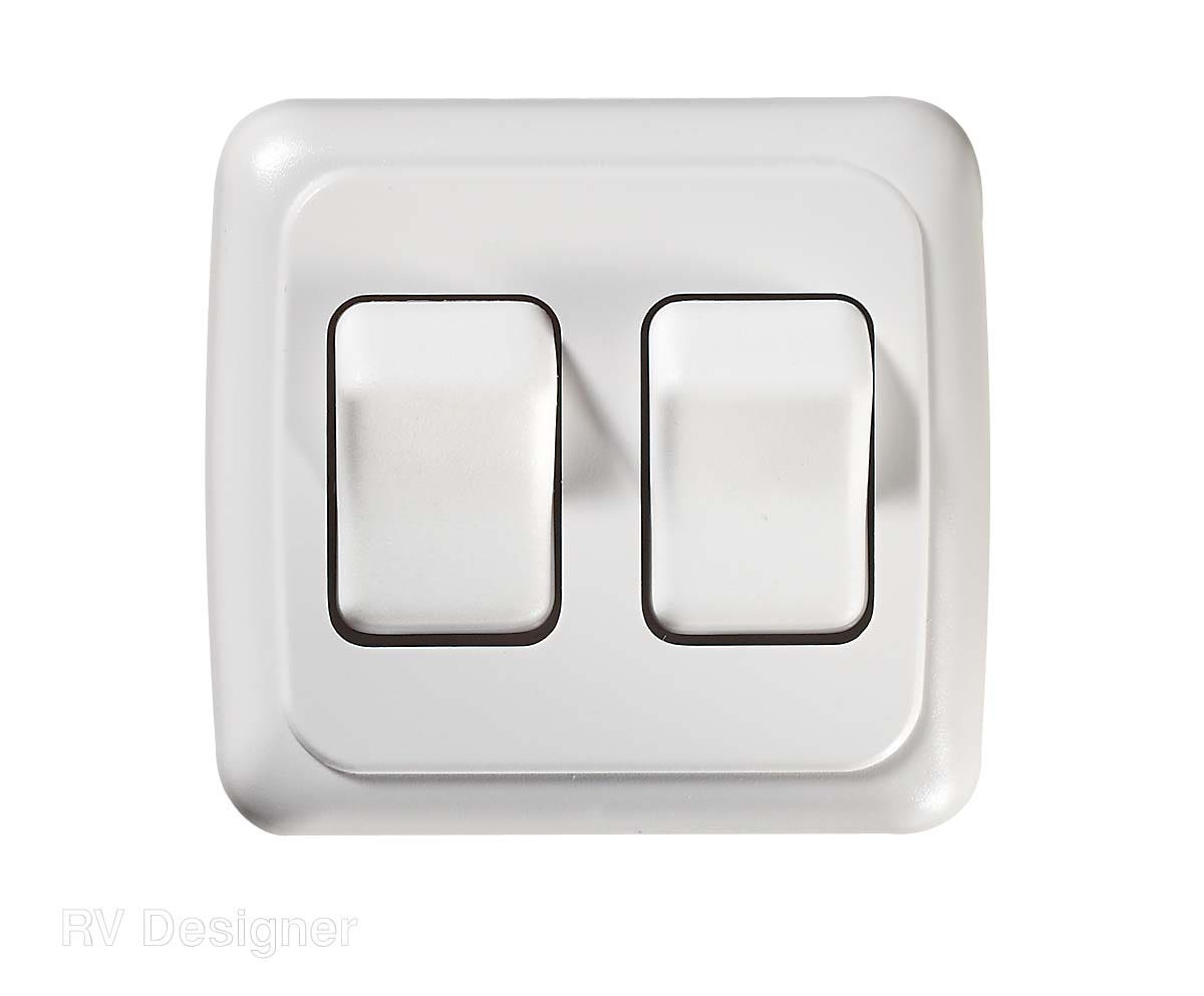 Rv Designer S533, Contoured Wall Switch, Includes Base And Bezel, Double, On /